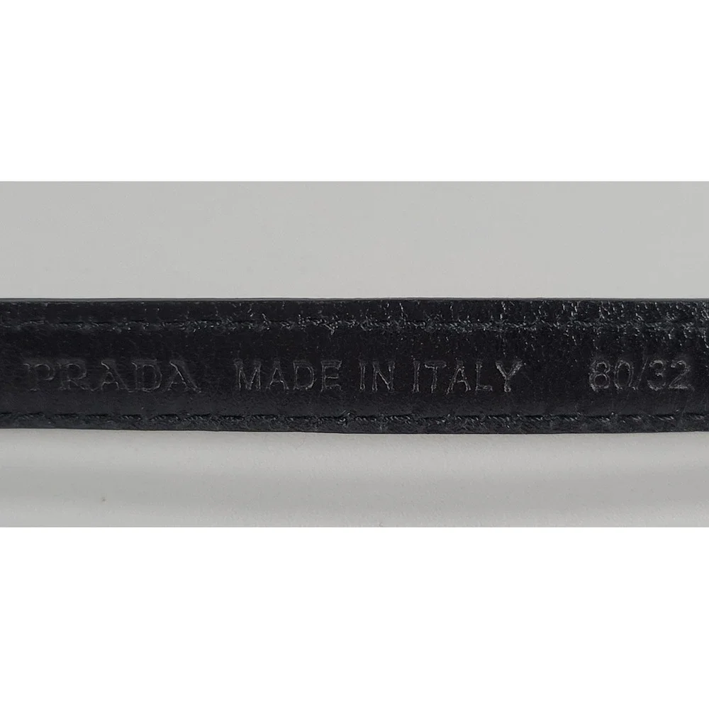 Prada Black Patent Leather Bow Thin Belt Gold Buckle Made in Italy Size 80/32